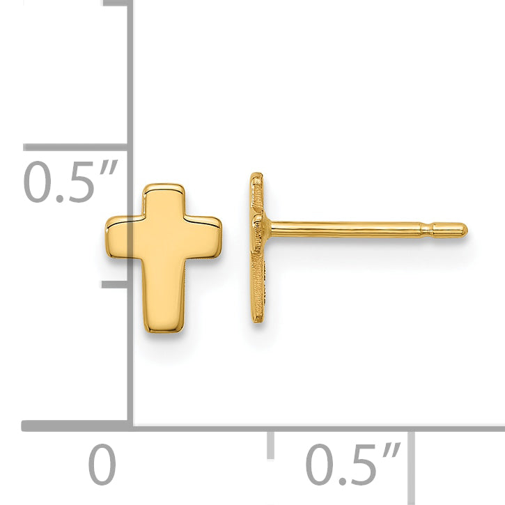 14k Gold Polished Cross Post Earrings