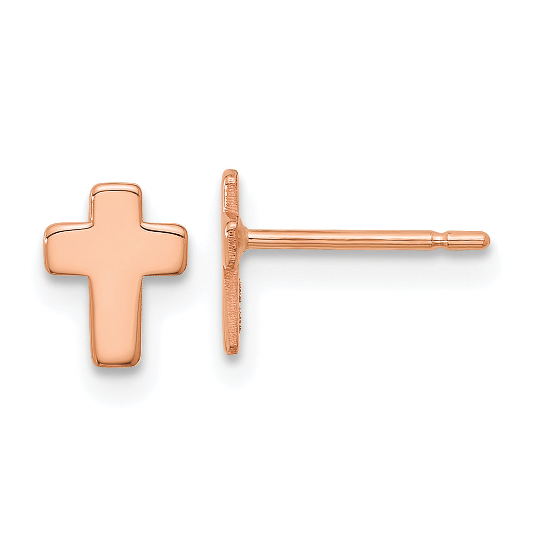 14k Rose Gold Polished Small Cross Post Earrings