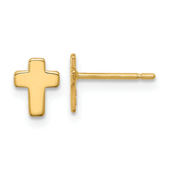 14k Gold Polished Cross Post Earrings