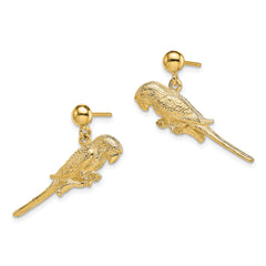 14K 3-D Parrot Dangle Earrings