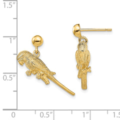 14K 3-D Parrot Dangle Earrings