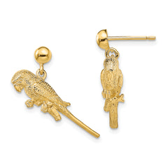 14K 3-D Parrot Dangle Earrings