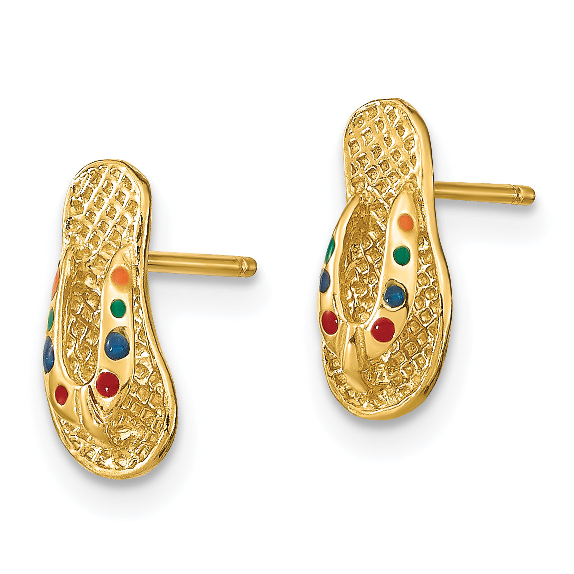 14k  3D W/ Multi-Color Enamel Flip-Flop Earrings