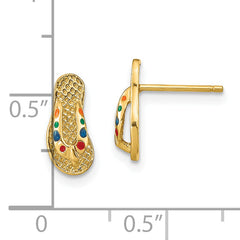 14k  3D W/ Multi-Color Enamel Flip-Flop Earrings