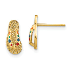 14k  3D W/ Multi-Color Enamel Flip-Flop Earrings