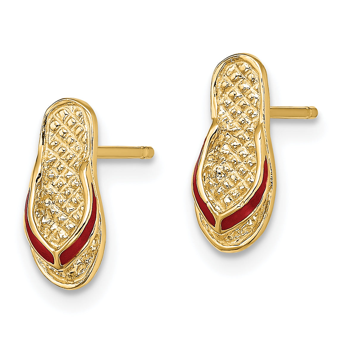 14k  3D Red Enamel  Flip-Flop Post Earrings