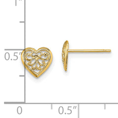 14K Filigree Heart Post Earrings