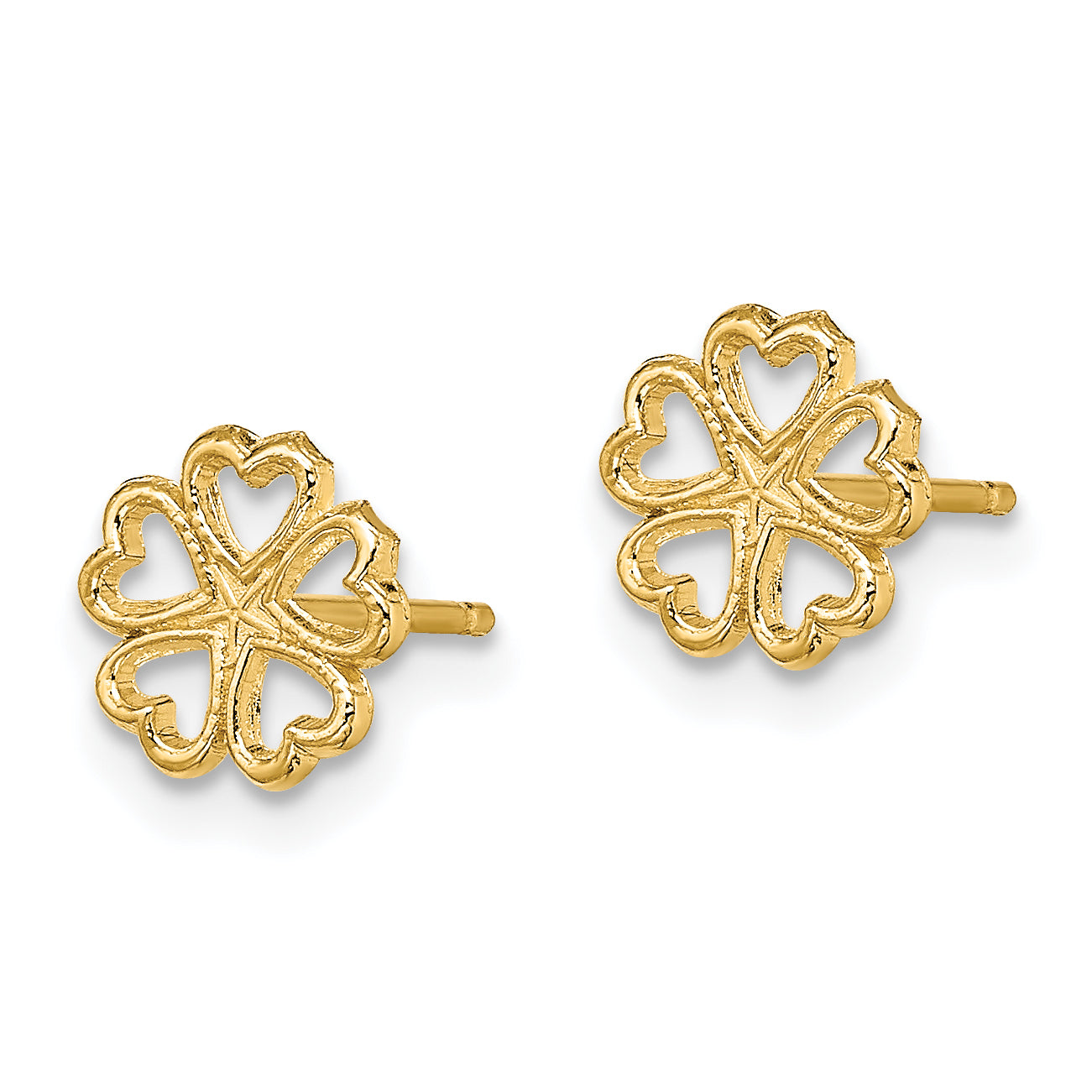 14K Five Hearts Circle Post Earrings