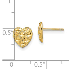 14K Criss-Cross w/ D/C Heart Post Earrings