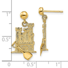 14K 3-D w/ Shovel Sand Castle Dangle Earrings