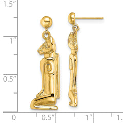 14K 2-D MARCO ISLAND Cat Dangle Earrings