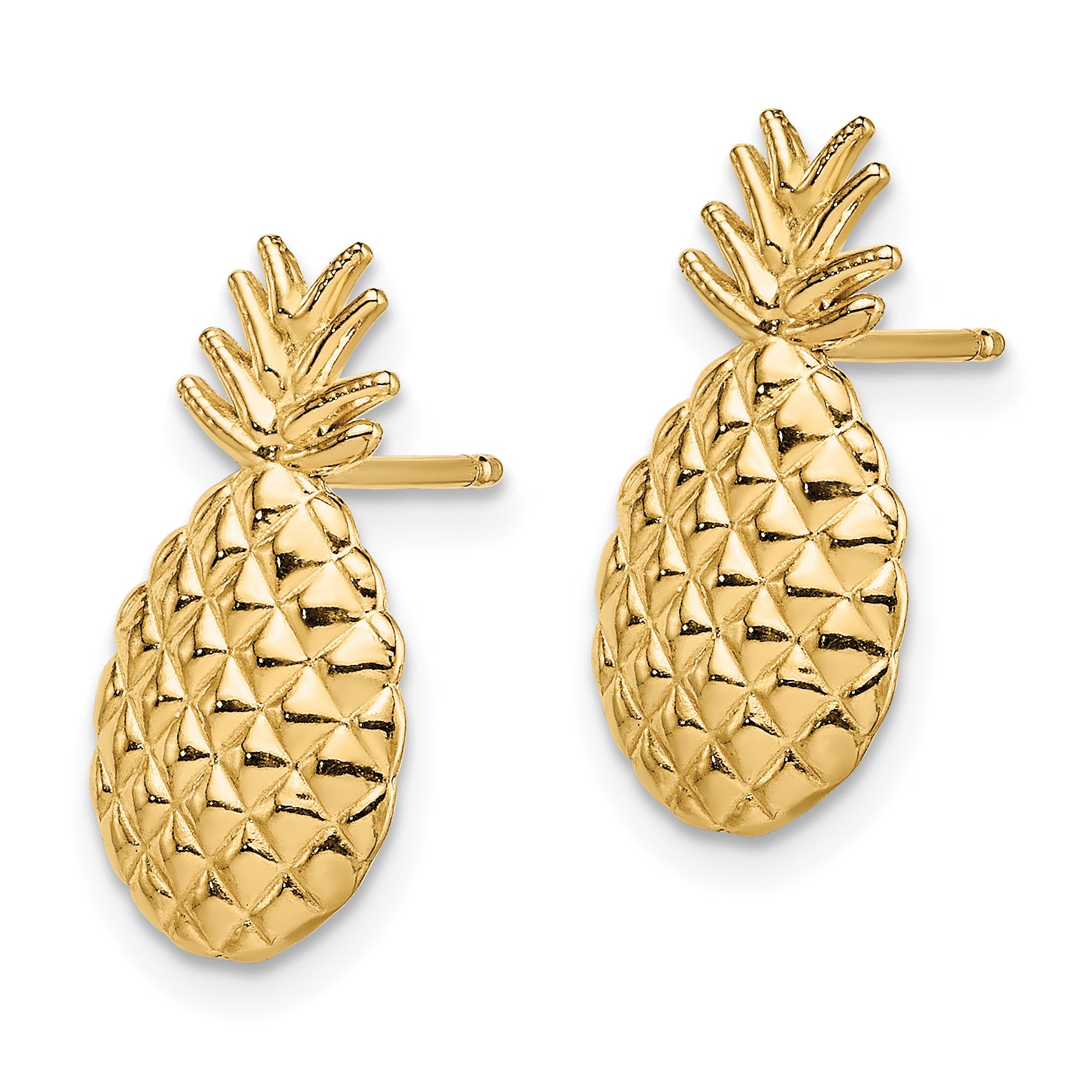 14K Textured Pineapple Post Earrings