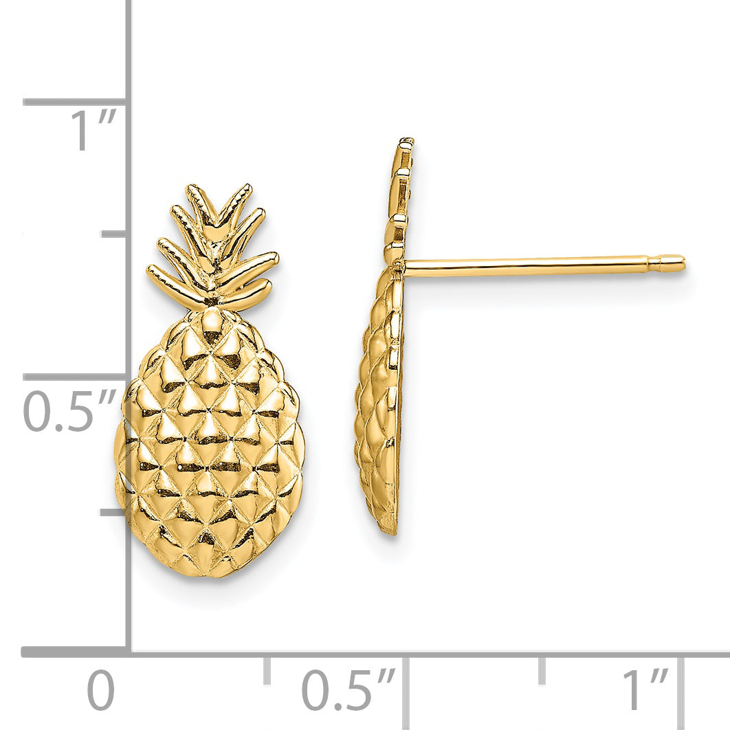 14K Textured Pineapple Post Earrings