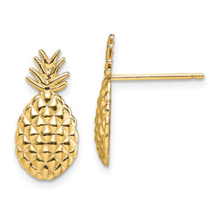 14K Textured Pineapple Post Earrings