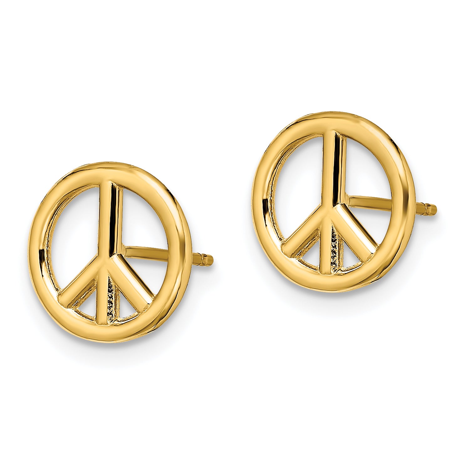 14K Polished Peace Symbol Post Earrings