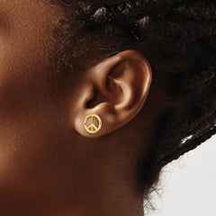 14K Polished Peace Symbol Post Earrings