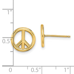 14K Polished Peace Symbol Post Earrings