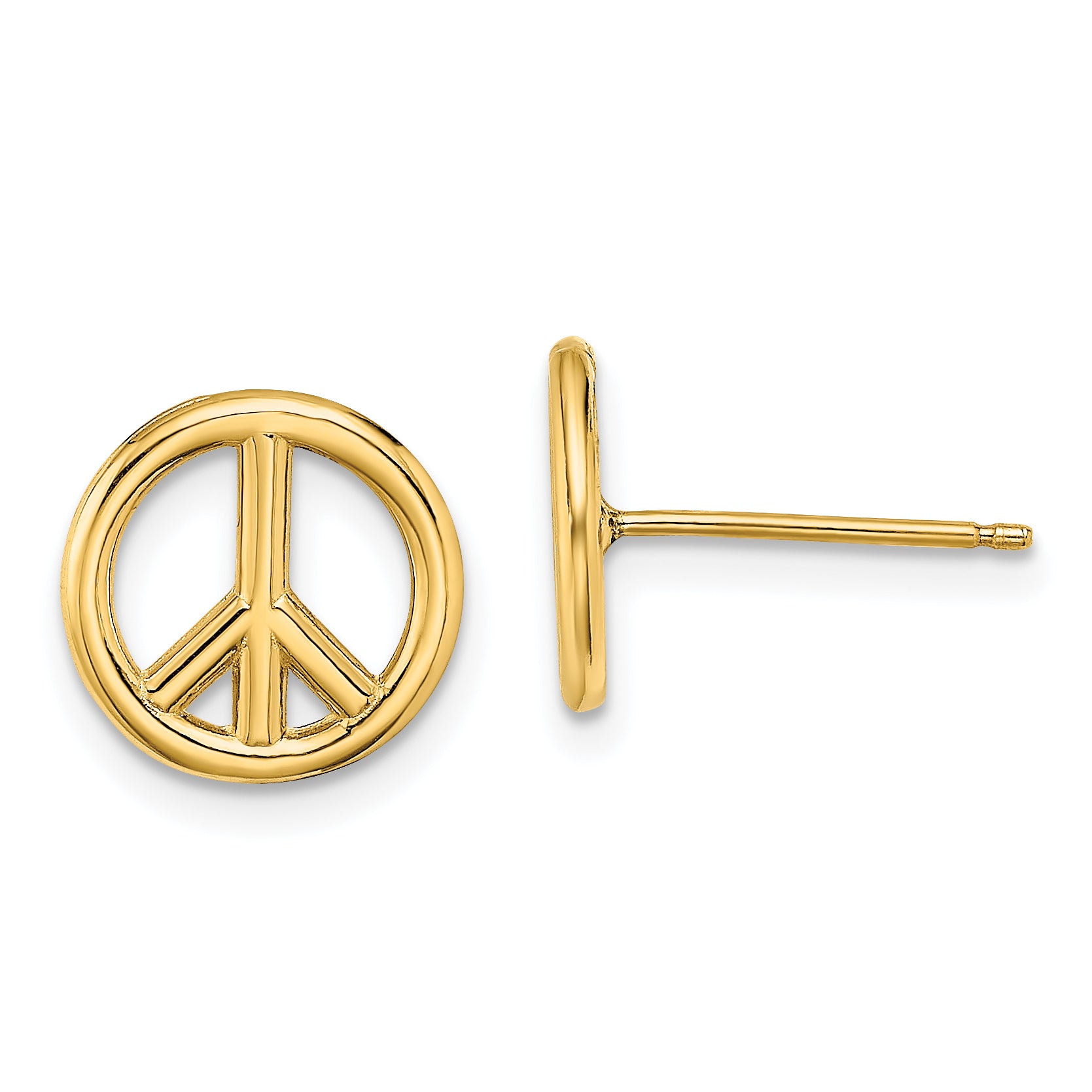 14K Polished Peace Symbol Post Earrings