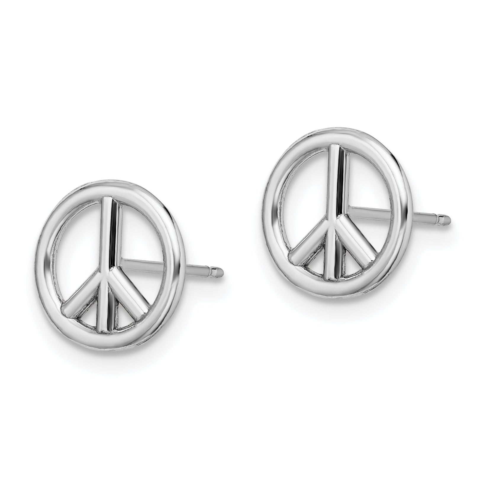 14K White Gold Polished Peace Symbol Post Earrings