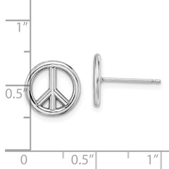 14K White Gold Polished Peace Symbol Post Earrings