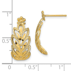 14K D/C Leaf Pattern Post Earrings