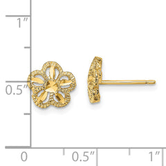 14K Diamond-cut Flower Post Earrings