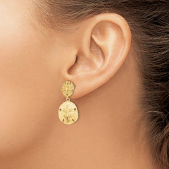 14K Double Sand Dollar Dangle Earrings