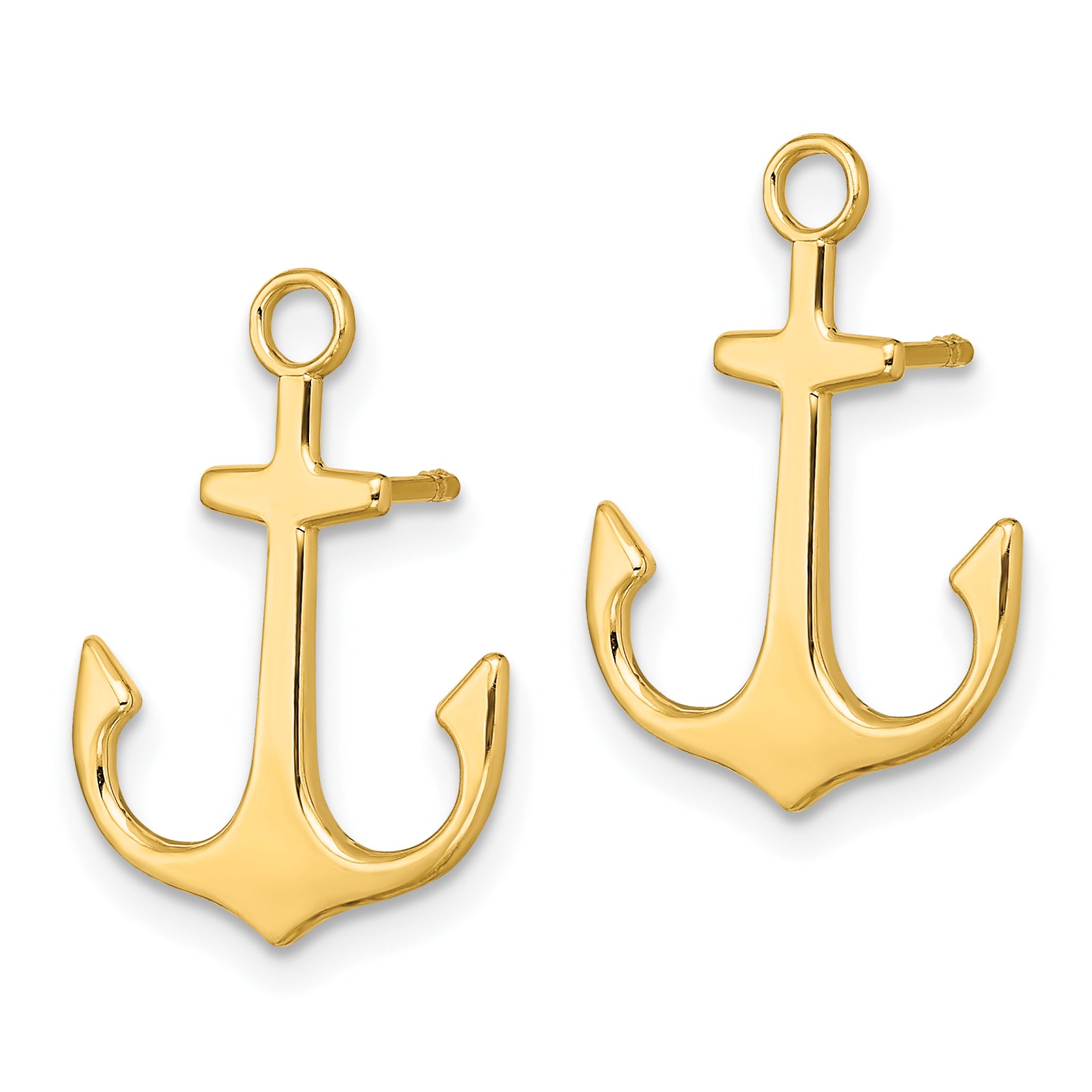 14K Polished  2-D Anchor Post Earrings