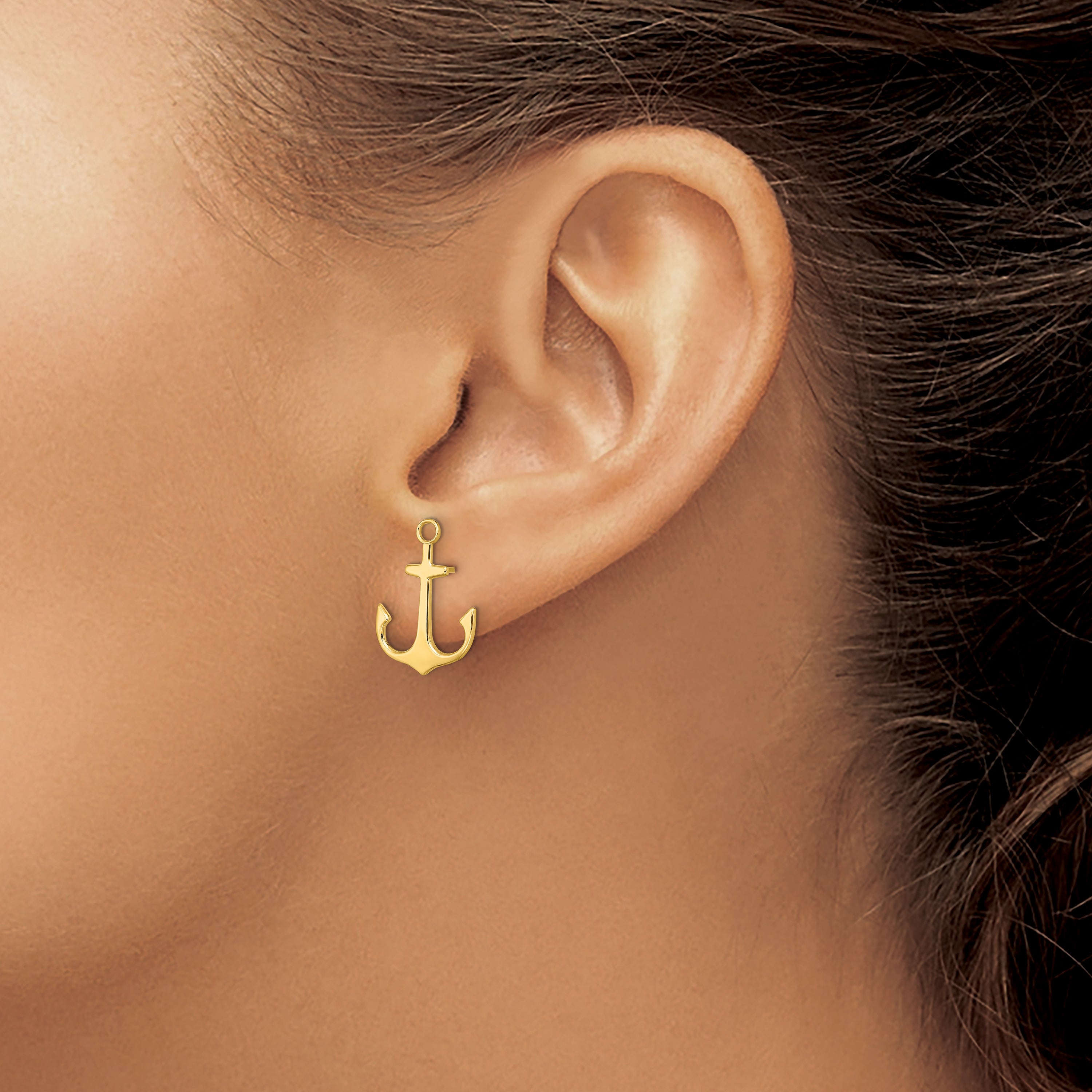 14K Polished  2-D Anchor Post Earrings