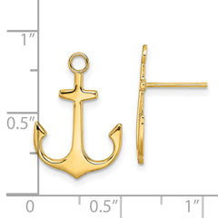 14K Polished  2-D Anchor Post Earrings