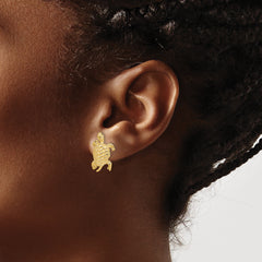 14K Land Turtle  Textured Post Earrings