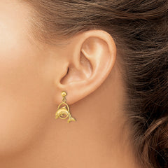 14K 2-D Polished Dolphin Jumping Through Hoop Earrings