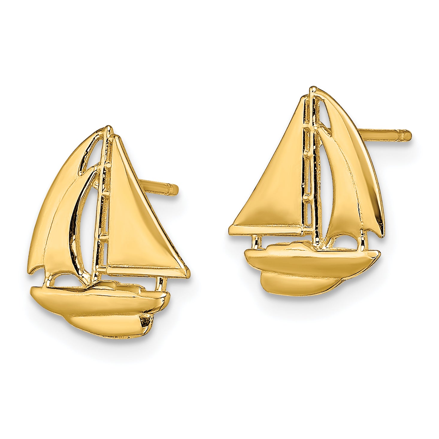 14K Polished Sailboat Post Earrings