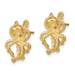 14K 2-D Polished Octopus Post Earrings