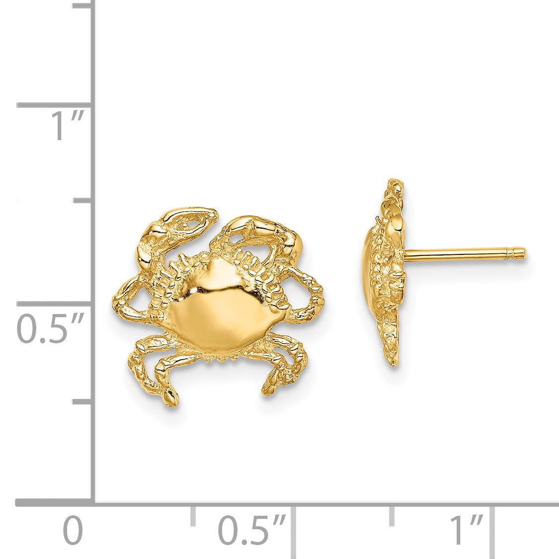 14K 2-D / Polished Crab Post Earrings