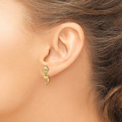 14K Dolphin Dangle From Mini Scallop Earrings