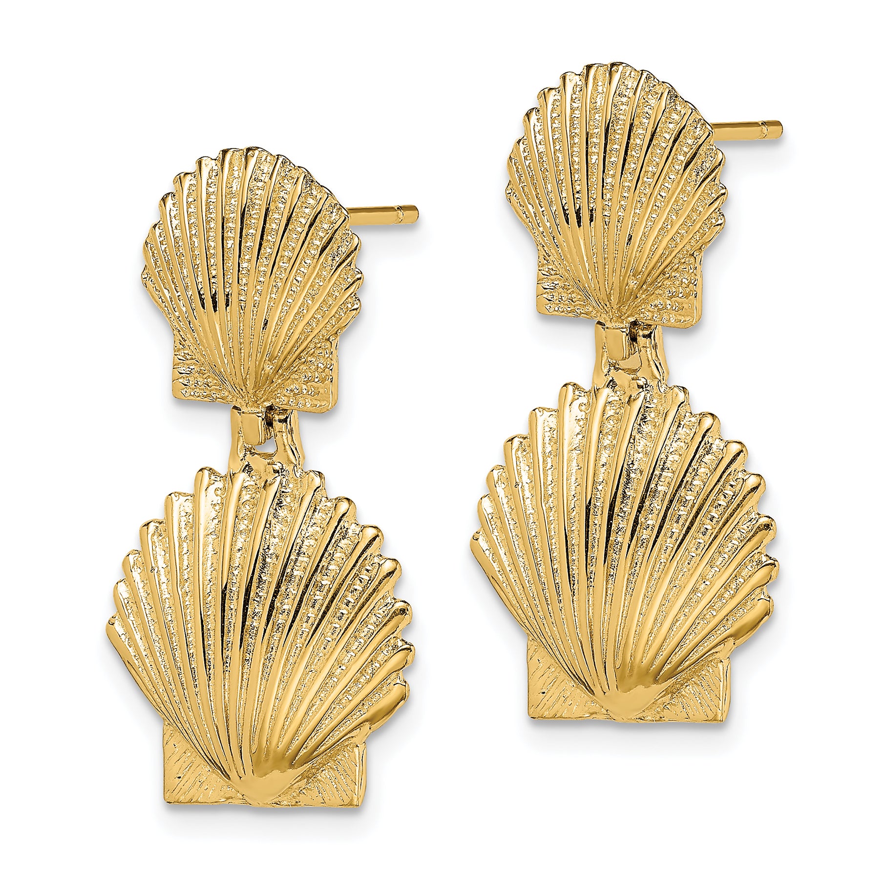 14K Double Scallop Shell Post Earrings