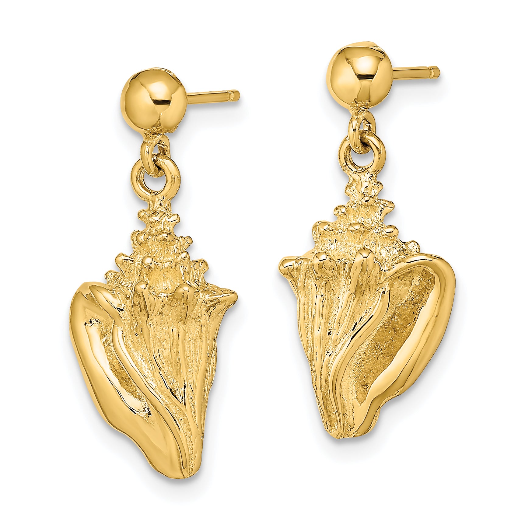 14K Conch Shell Dangle Earrings