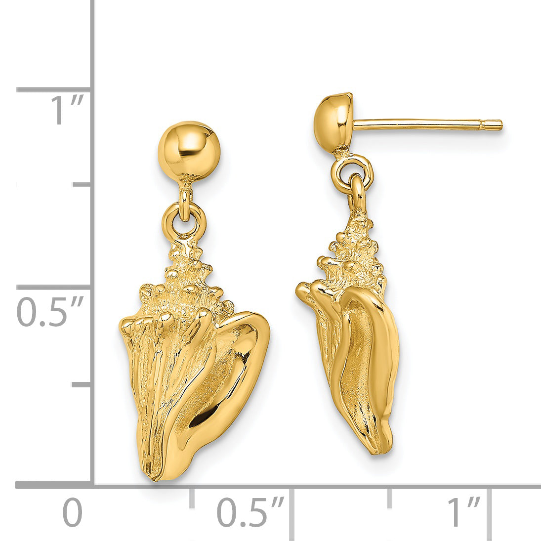 14K Conch Shell Dangle Earrings