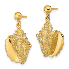 14K 2-D Conch Shell Dangle Post Earrings