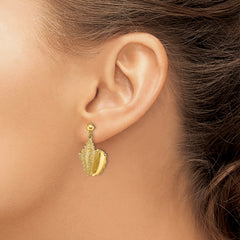 14K 2-D Conch Shell Dangle Post Earrings