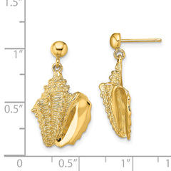 14K 2-D Conch Shell Dangle Post Earrings