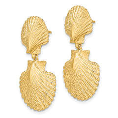 14K Double Scallop Dangle Earrings