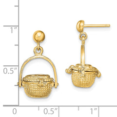 14K 3-D Nantucket Basket Dangle Earrings