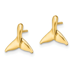 14K Mini Whale Tail Post Earrings