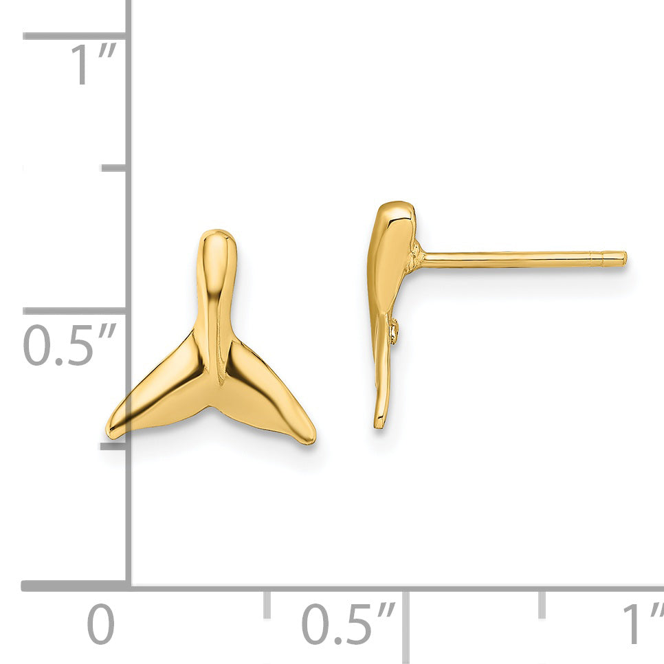 14K Mini Whale Tail Post Earrings