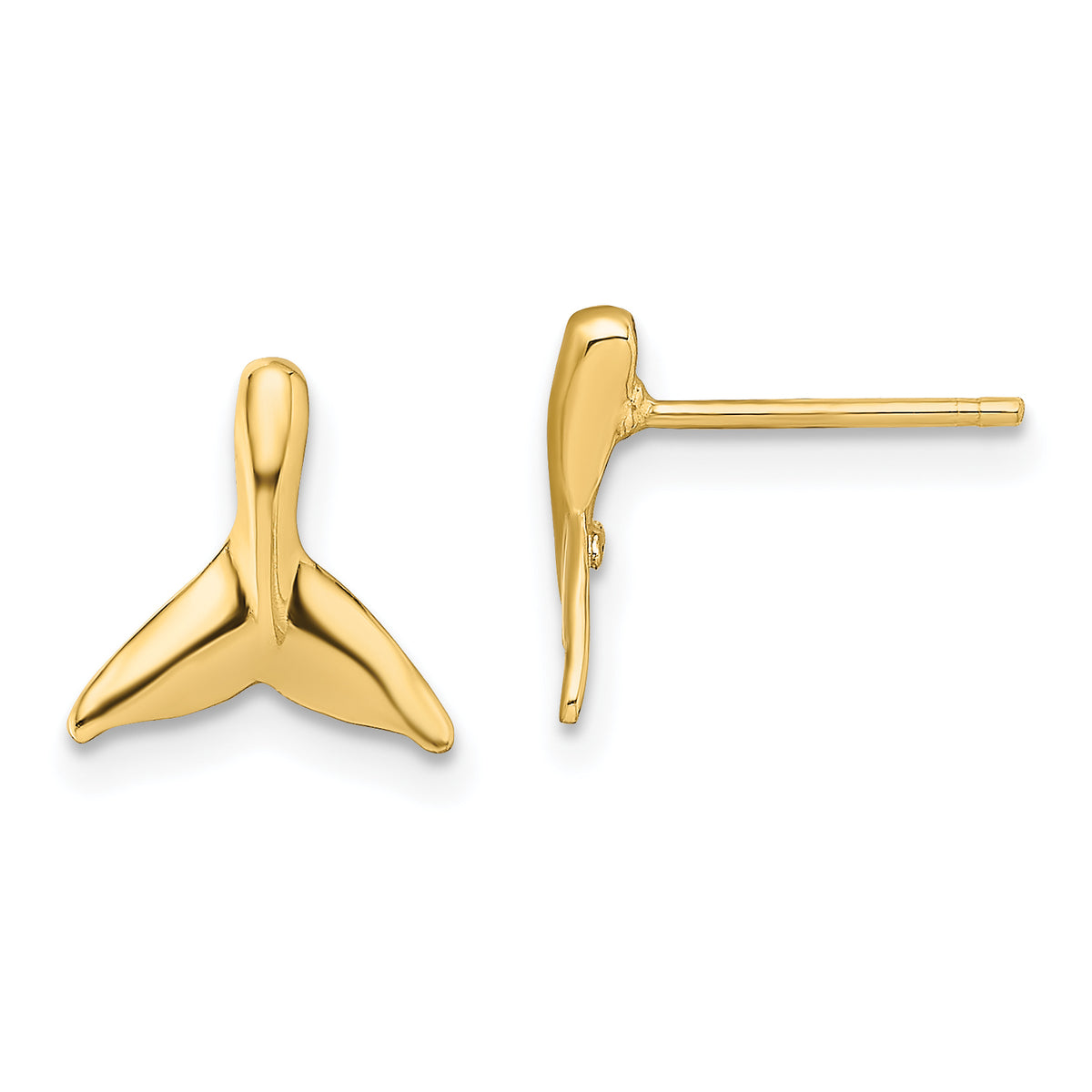 14K Mini Whale Tail Post Earrings