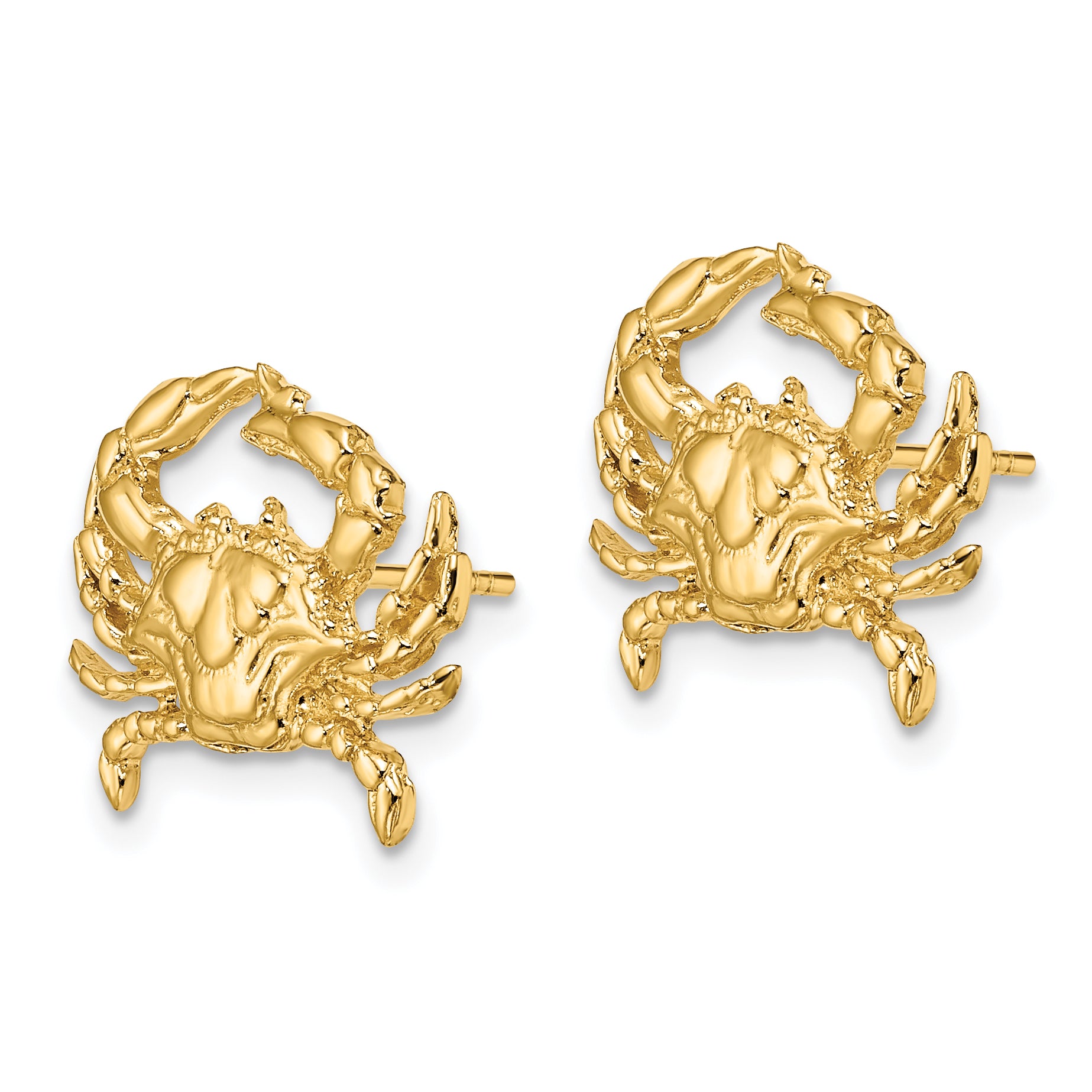 14K 2-D Blue Crab Post Earrings