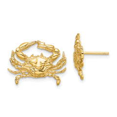 14K 2-D Blue Crab Post Earrings