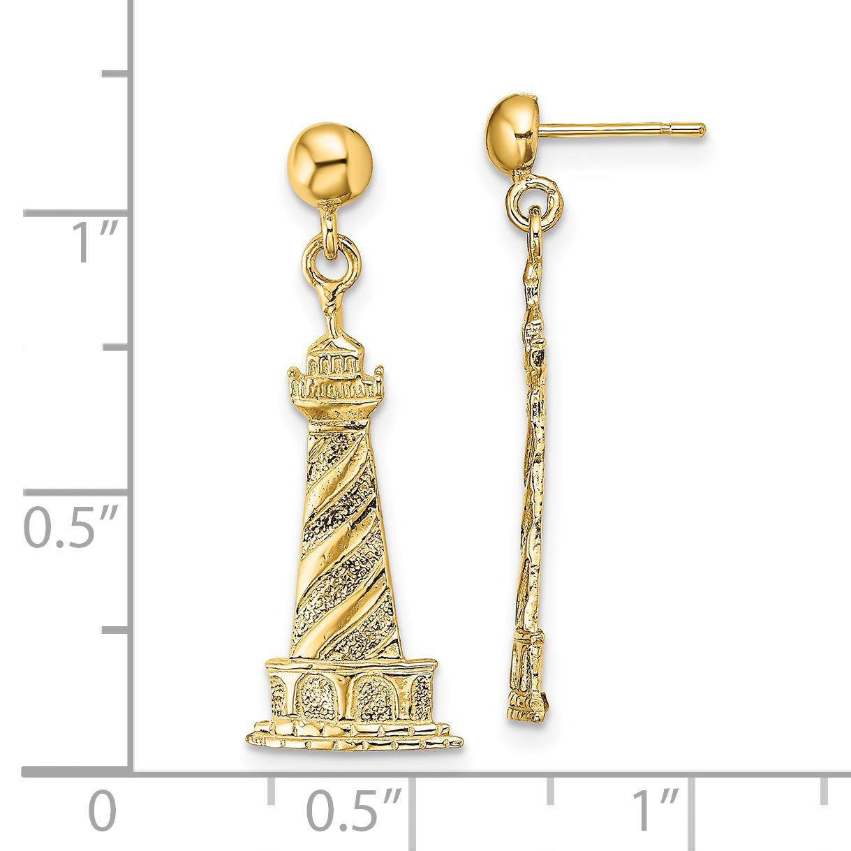 14K Cape Hatteras Lighthouse Earrings